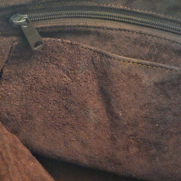 Vintage Eel Skin Genuine Leather Brown Handbag With Double Handles & Zip Closure - Picture 8 of 13